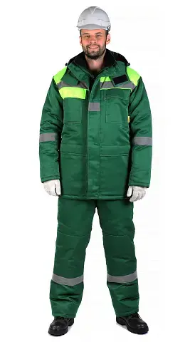 Куртка рабочая мужская зимняя утепленная RONTA KR241 темно-зеленая, лаймовая Куртка рабочая мужская зимняя утепленная RONTA KR241 темно-зеленая, лаймовая