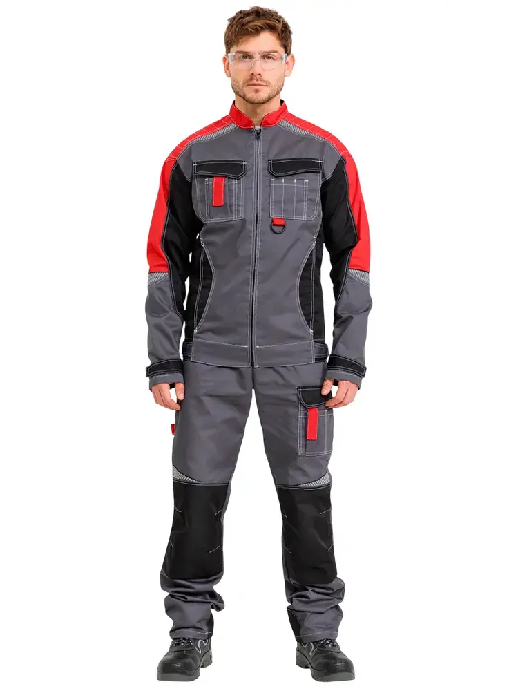 Куртка рабочая мужская летняя RONTA KR206 темно-серый, черный, краcный