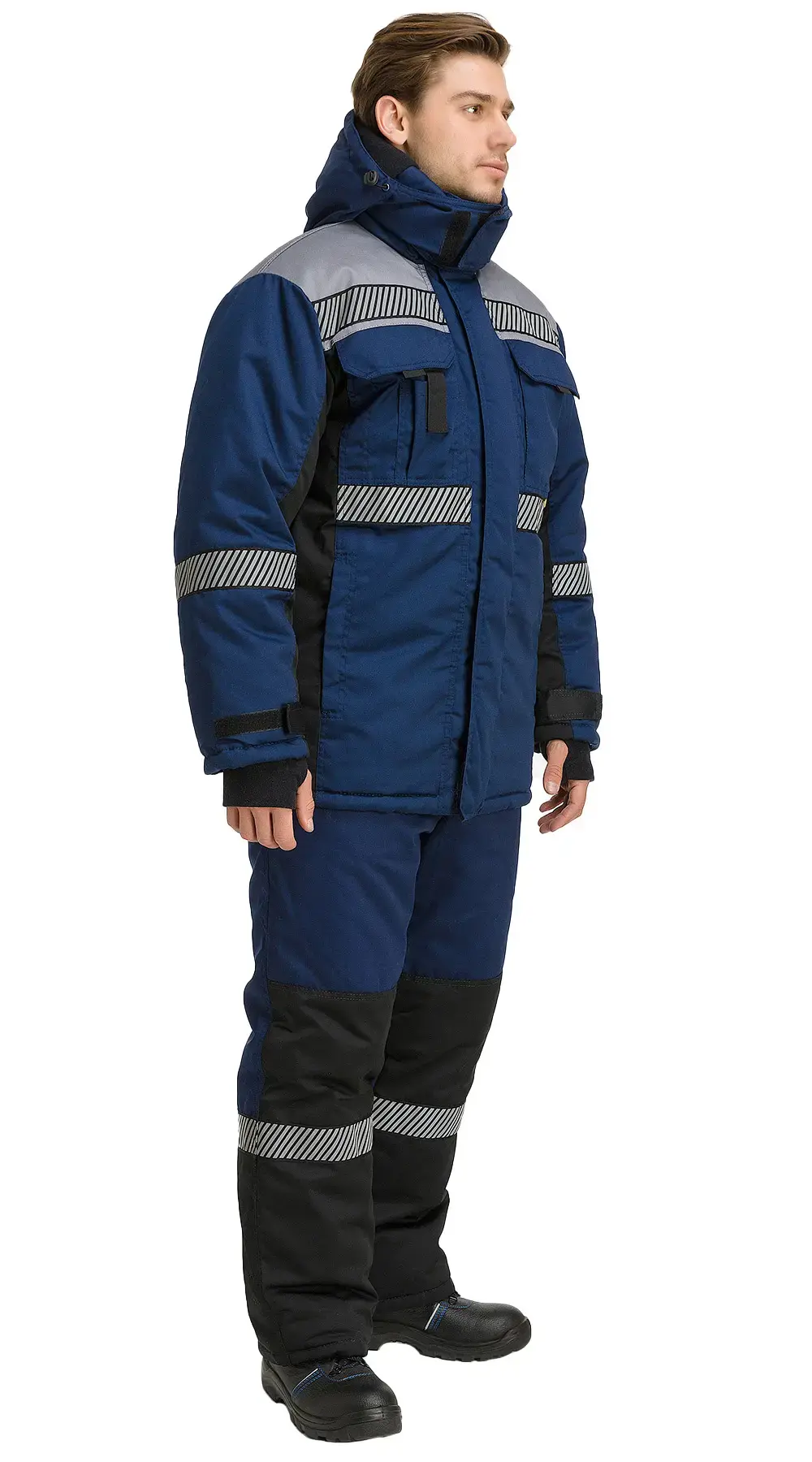 Костюм рабочий мужской утепленный зимний RONTA KS581 с СОП темно-синий, серый, черный