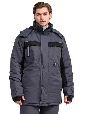 Куртка рабочая мужская зимняя утепленная RONTA KR930 MEMBRANE темно-серая, черная, лаймовая