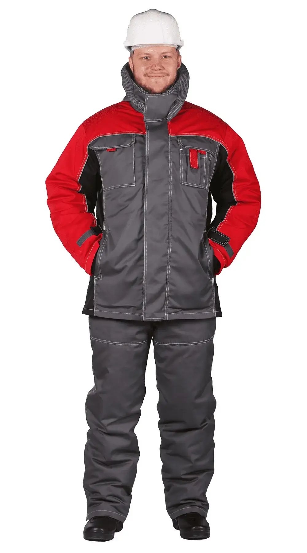 Куртка рабочая мужская зимняя утепленная RONTA KR581 темно-серая, красная, черная