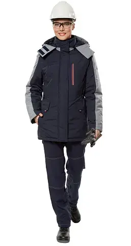 Куртка рабочая женская зимняя утепленная Авангард "Альфа" черная, светло-серая