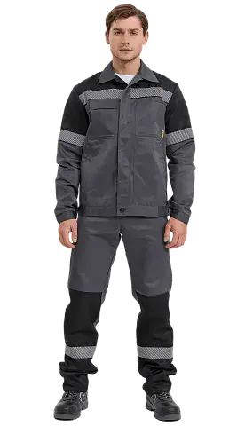 Костюм рабочий мужской летний RONTA KS812 с полукомбинезоном темно-серый, черный