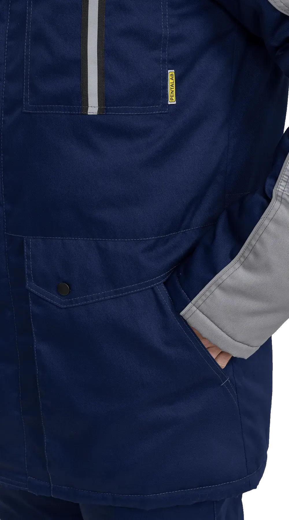 Костюм рабочий мужской утепленный зимний RONTA KS580 с полукомбинезом утепленный т.синий, св.серый