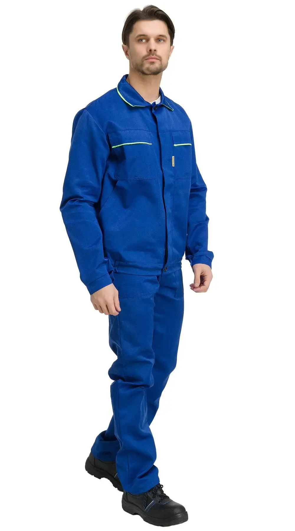 Костюм рабочий мужской летний RONTA KS622 с полукомбинезоном васильковый, лаймовый