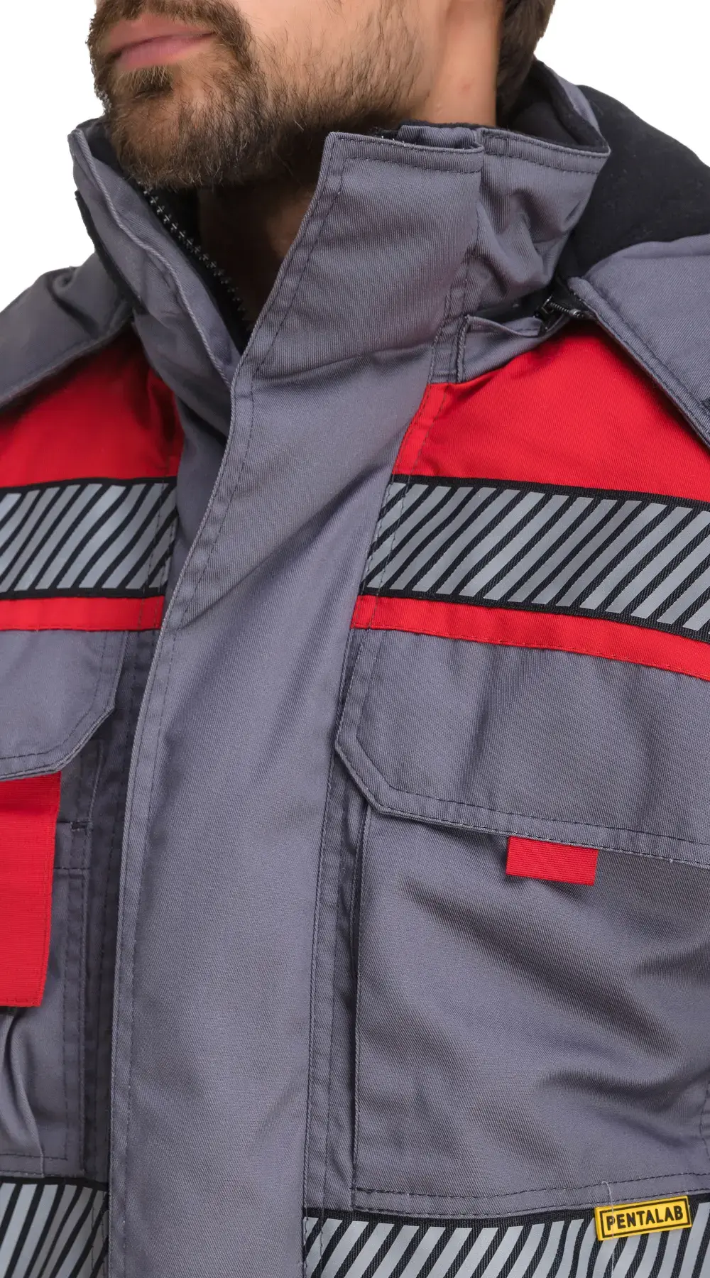 Куртка рабочая мужская зимняя утепленная RONTA KR585 с СОП темно-серая, черная, красная