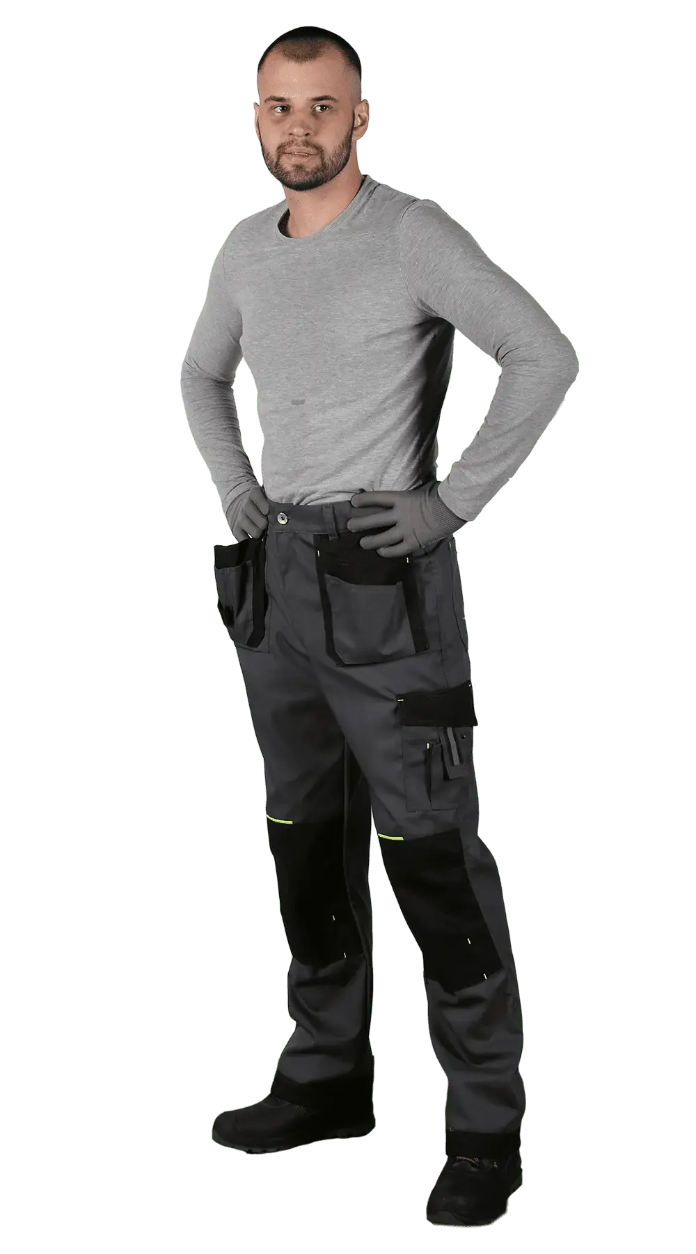 Костюм рабочий мужской летний RONTA KS814 с брюками (темно-серый, черный, лаймовый)
