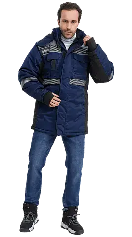 Куртка рабочая мужская зимняя утепленная RONTA KR585 с СОП темно-синяя, черная, серая Куртка рабочая мужская зимняя утепленная RONTA KR585 с СОП темно-синяя, черная, серая