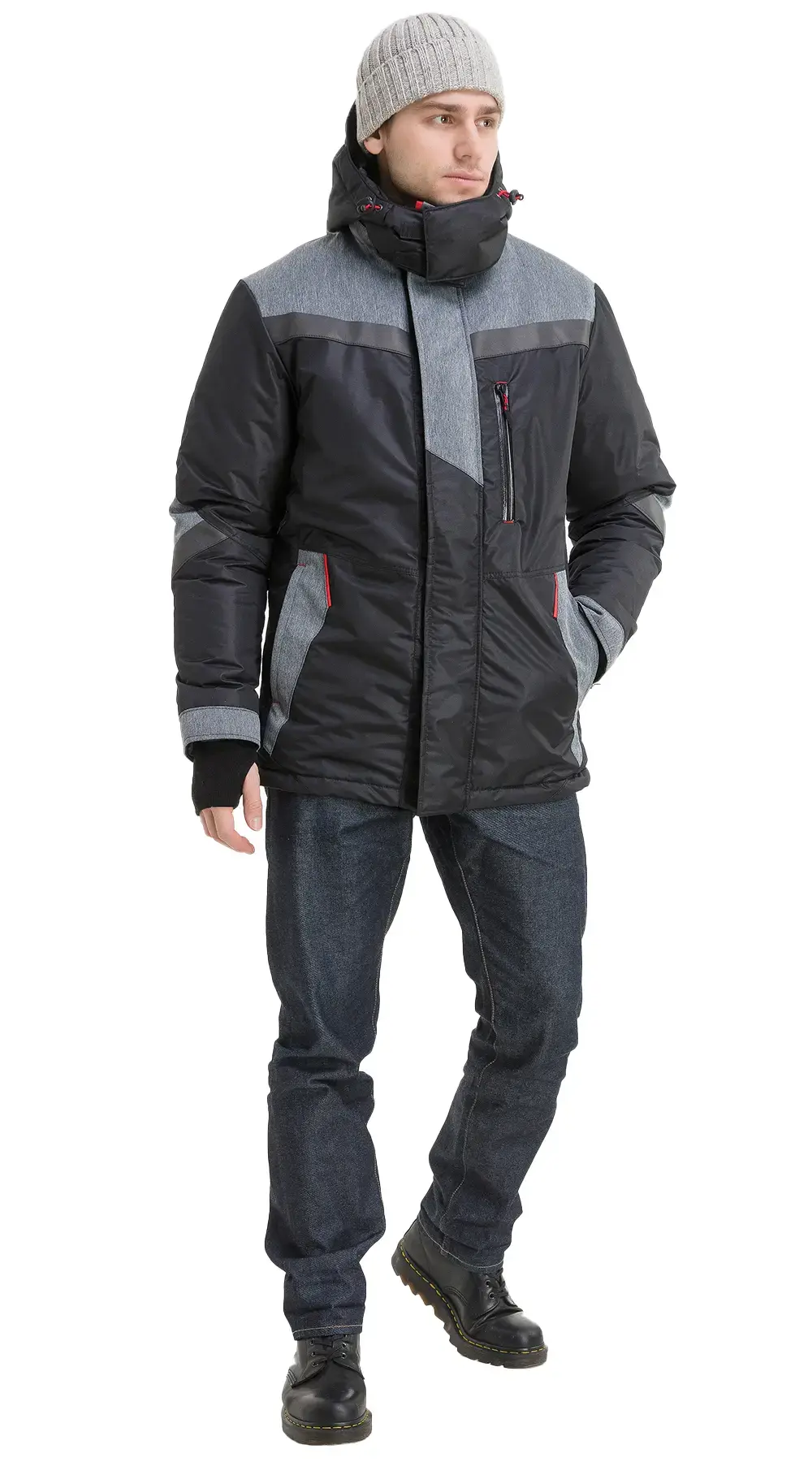 Куртка рабочая мужская зимняя утепленная Восток-Сервис "Траверс" черная, серая