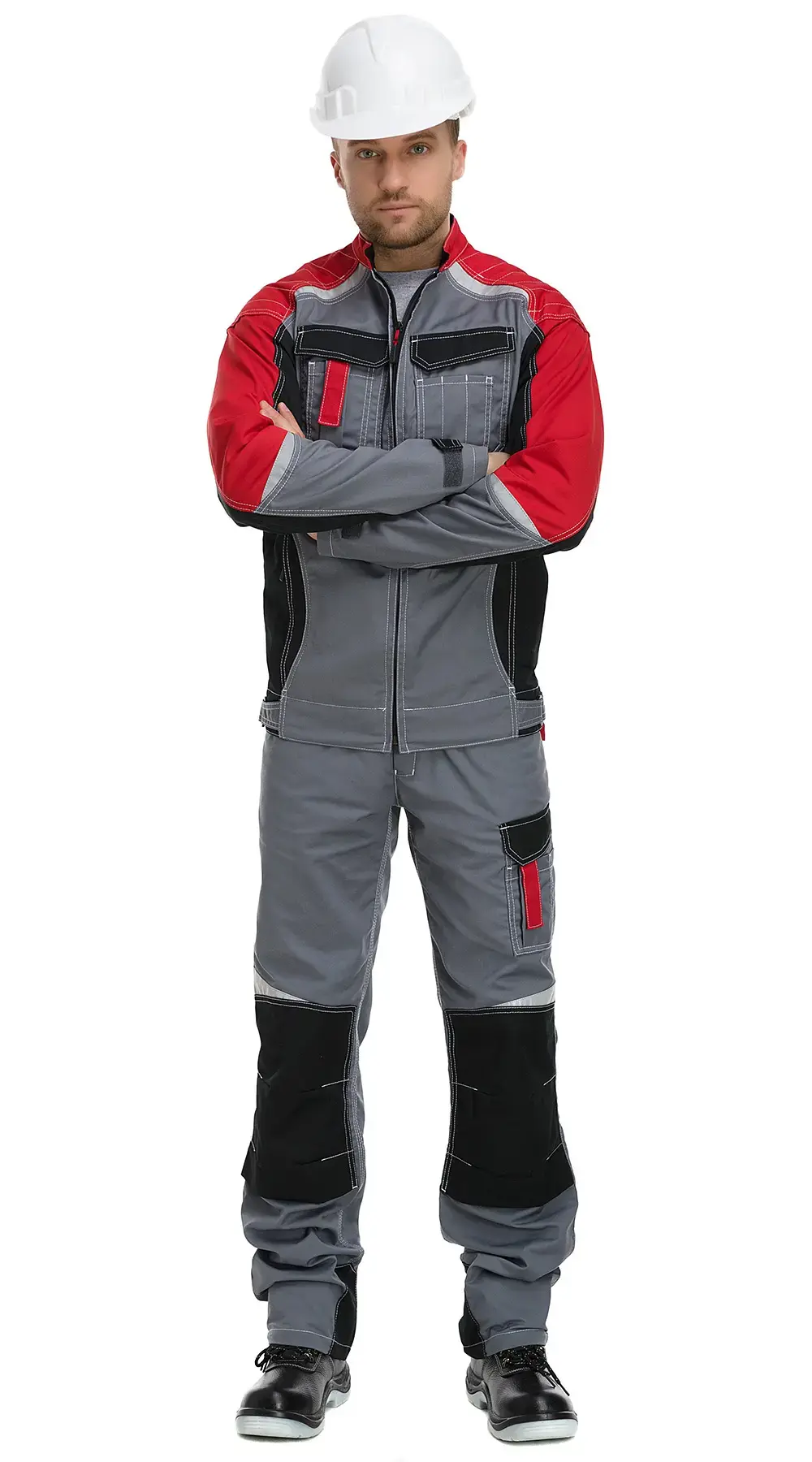 Куртка рабочая мужская летняя Техноавия "Мегаполис" серая, черная, красная