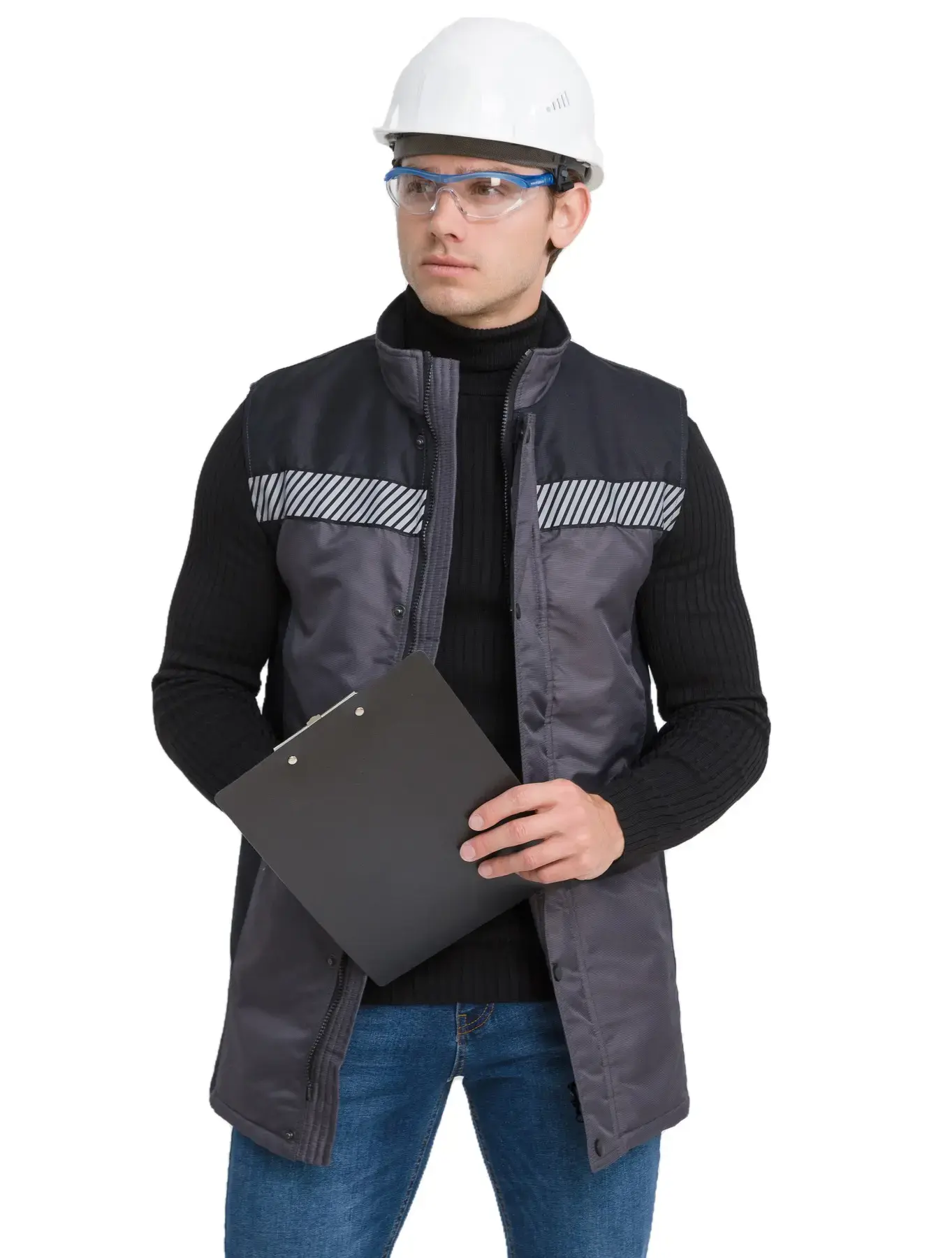 Жилет рабочий мужской утепленный зимний RONTA JT3085 темно-серый, черный