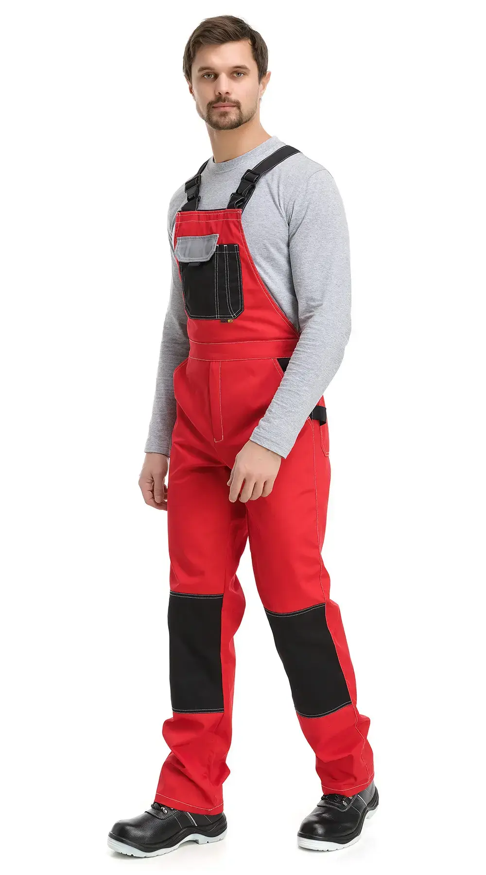 Костюм рабочий мужской летний RONTA KS212 с полукомбинезоном красный, серый, черный Костюм рабочий мужской летний RONTA KS212 с полукомбинезоном красный, серый, черный