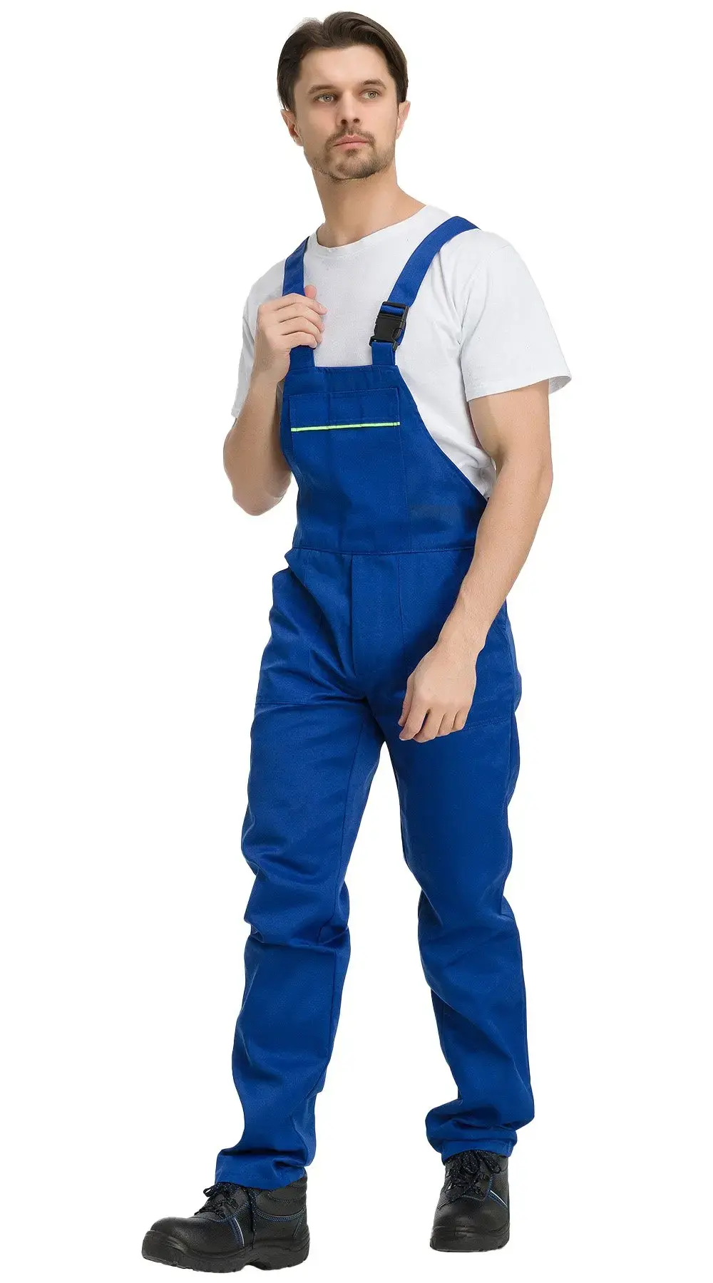 Костюм рабочий мужской летний RONTA KS622 с полукомбинезоном васильковый, лаймовый