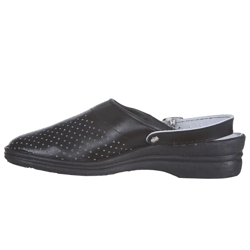 Сабо женские кожаные черные