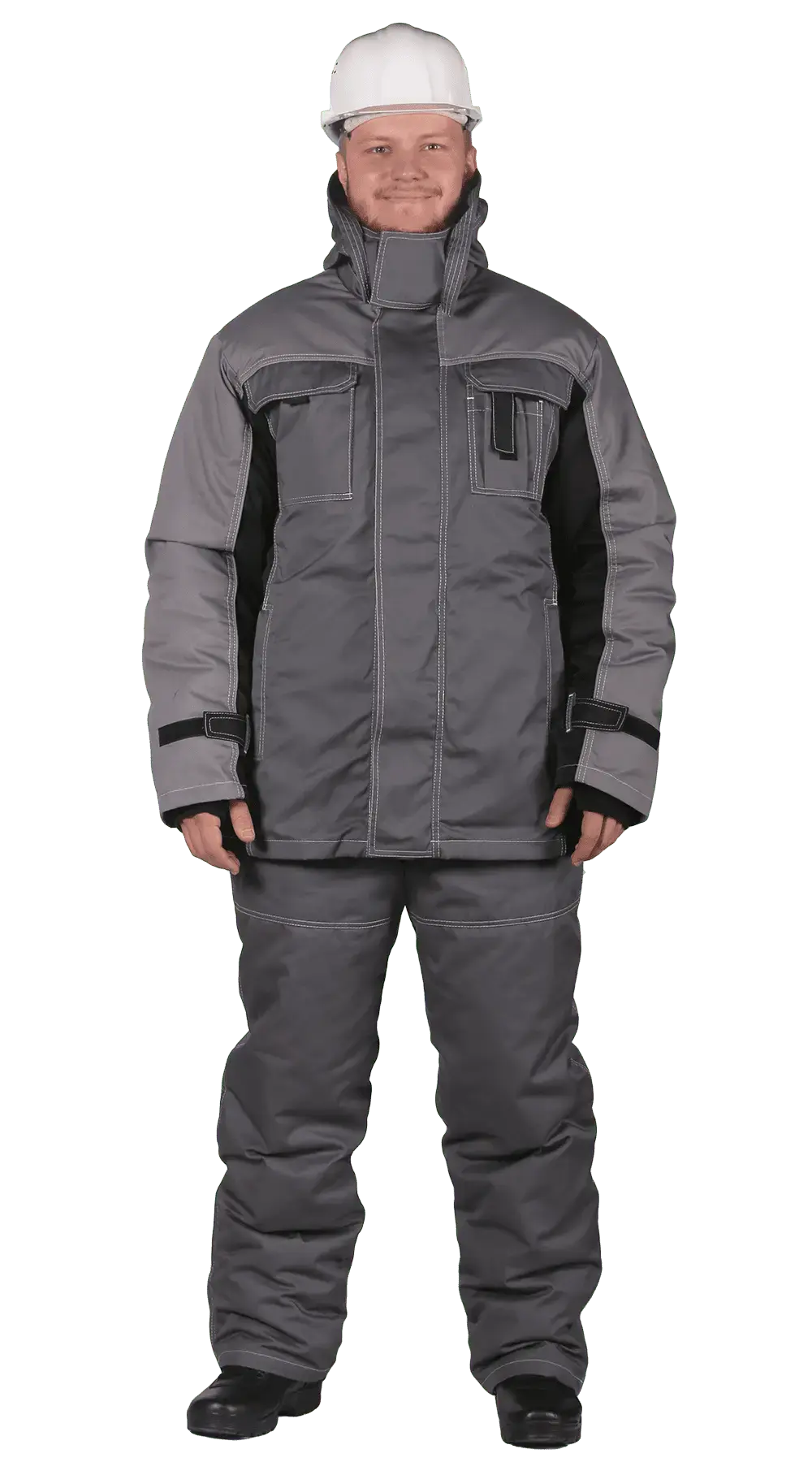 Костюм рабочий мужской утепленный зимний RONTA KS581 темно-серый, светло-серый, черный