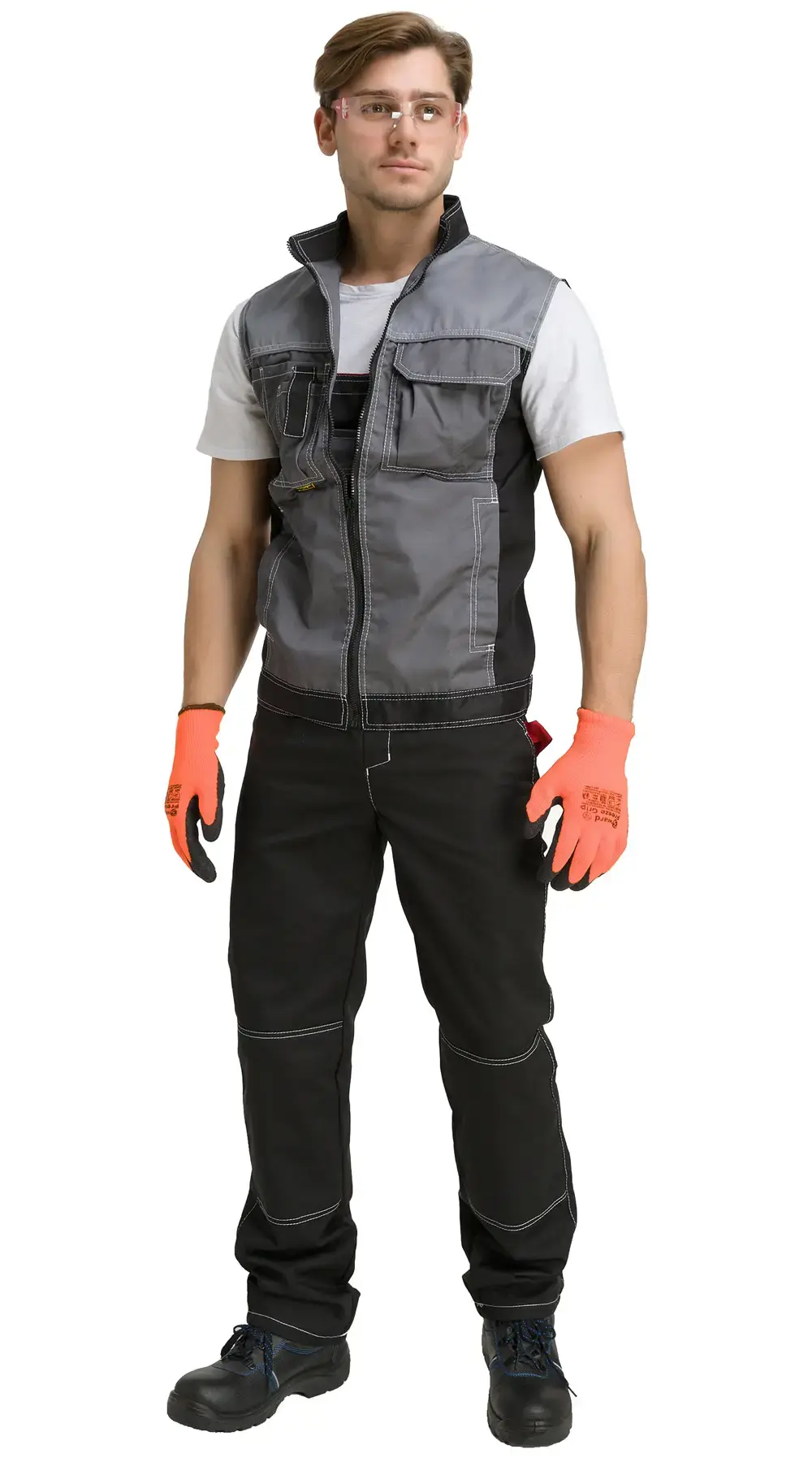 Жилет рабочий мужской летний RONTA JT3246 светло-серый, темно-серый, черный