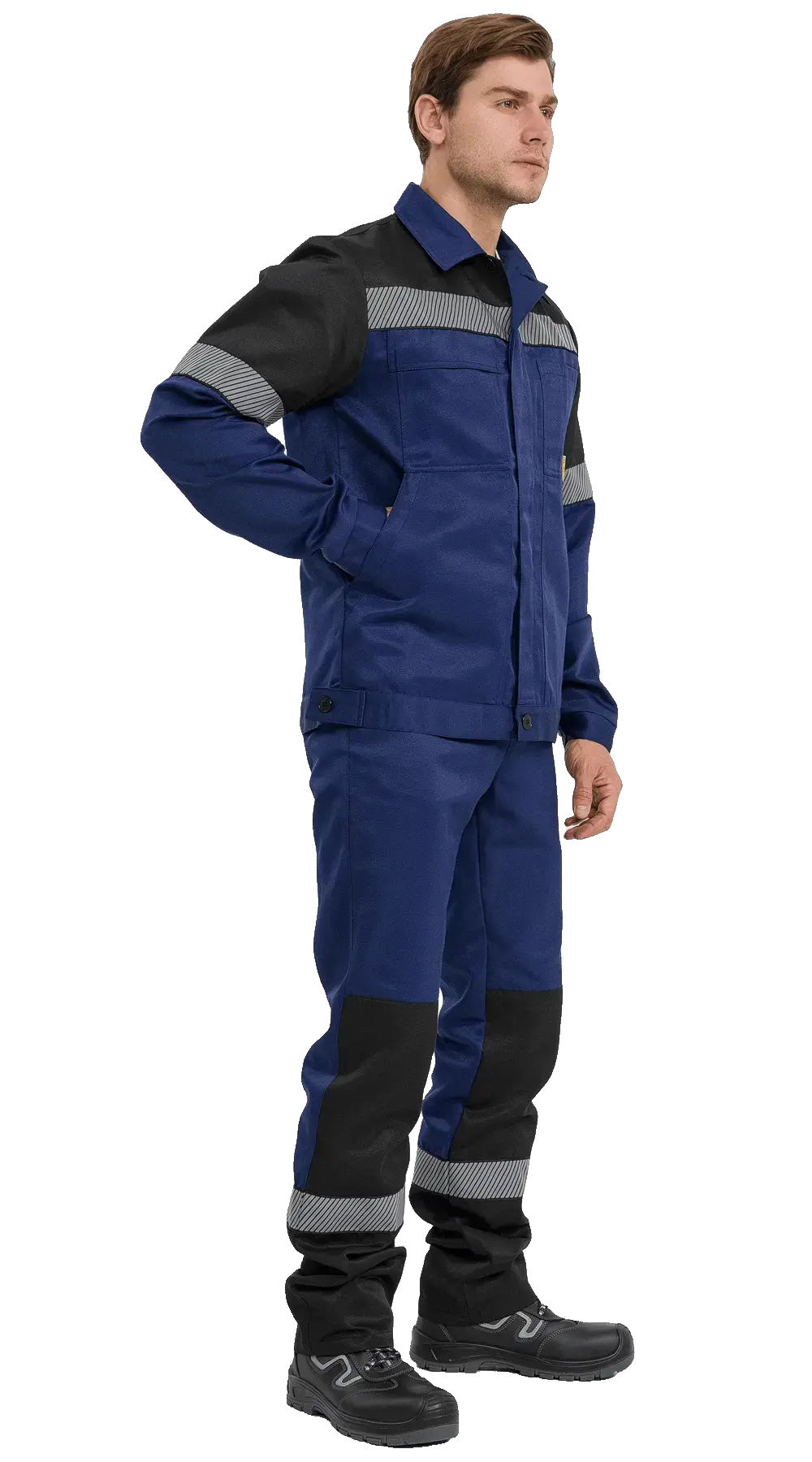 Костюм рабочий мужской летний RONTA KS812 с полукомбинезоном темно-синий, черный