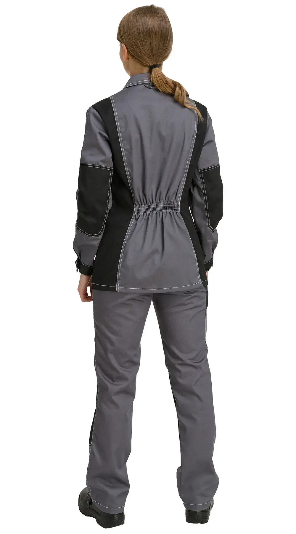 Костюм рабочий женский летний RONTA KS215 с полукомбинезоном темно-серый, светло-серый, черный