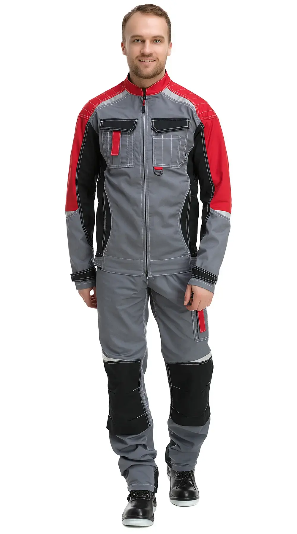 Куртка рабочая мужская летняя Техноавия "Мегаполис" серая, черная, красная