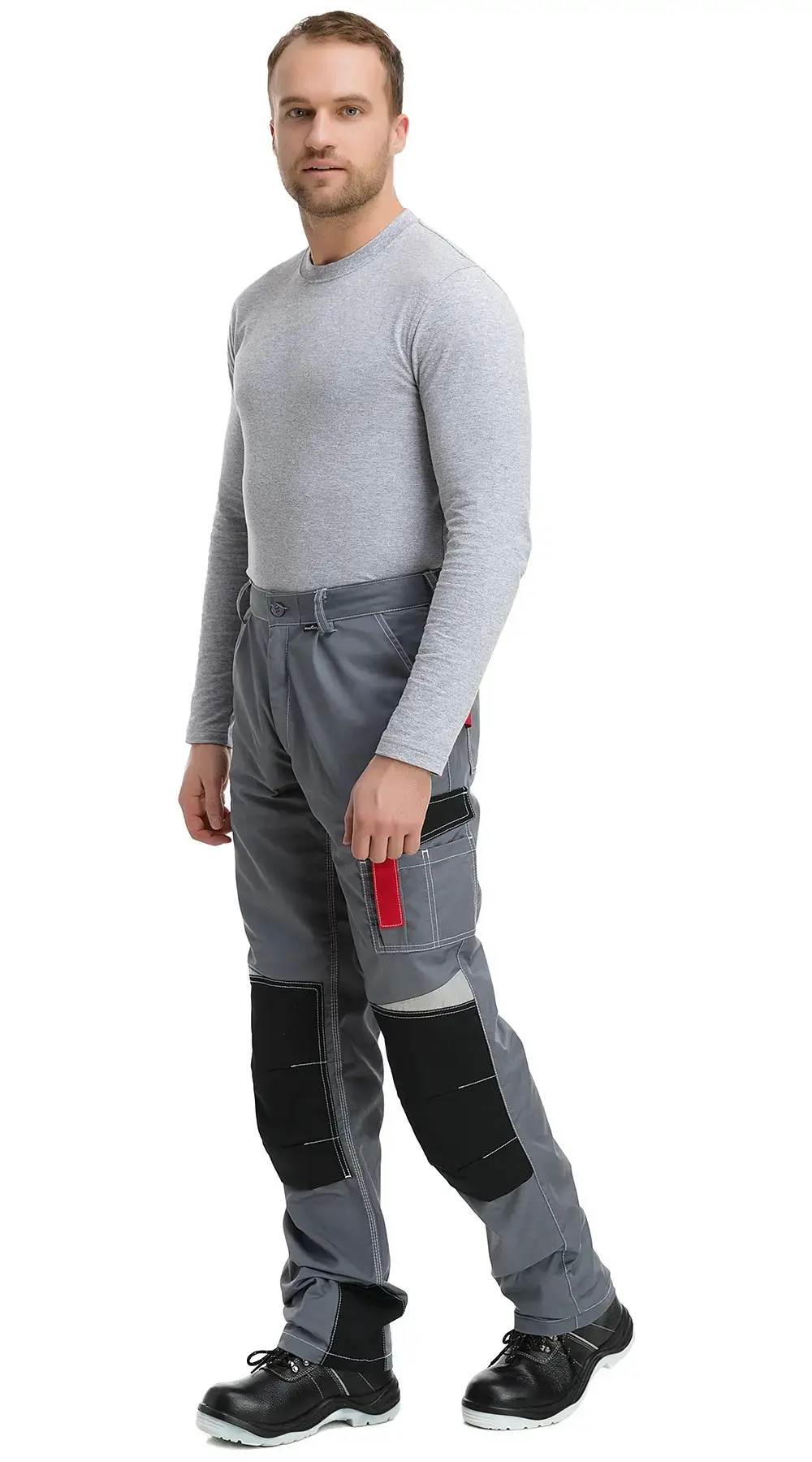 Брюки рабочие мужские летние Техноавиа "Мегаполис" светло-серые, черные, красные