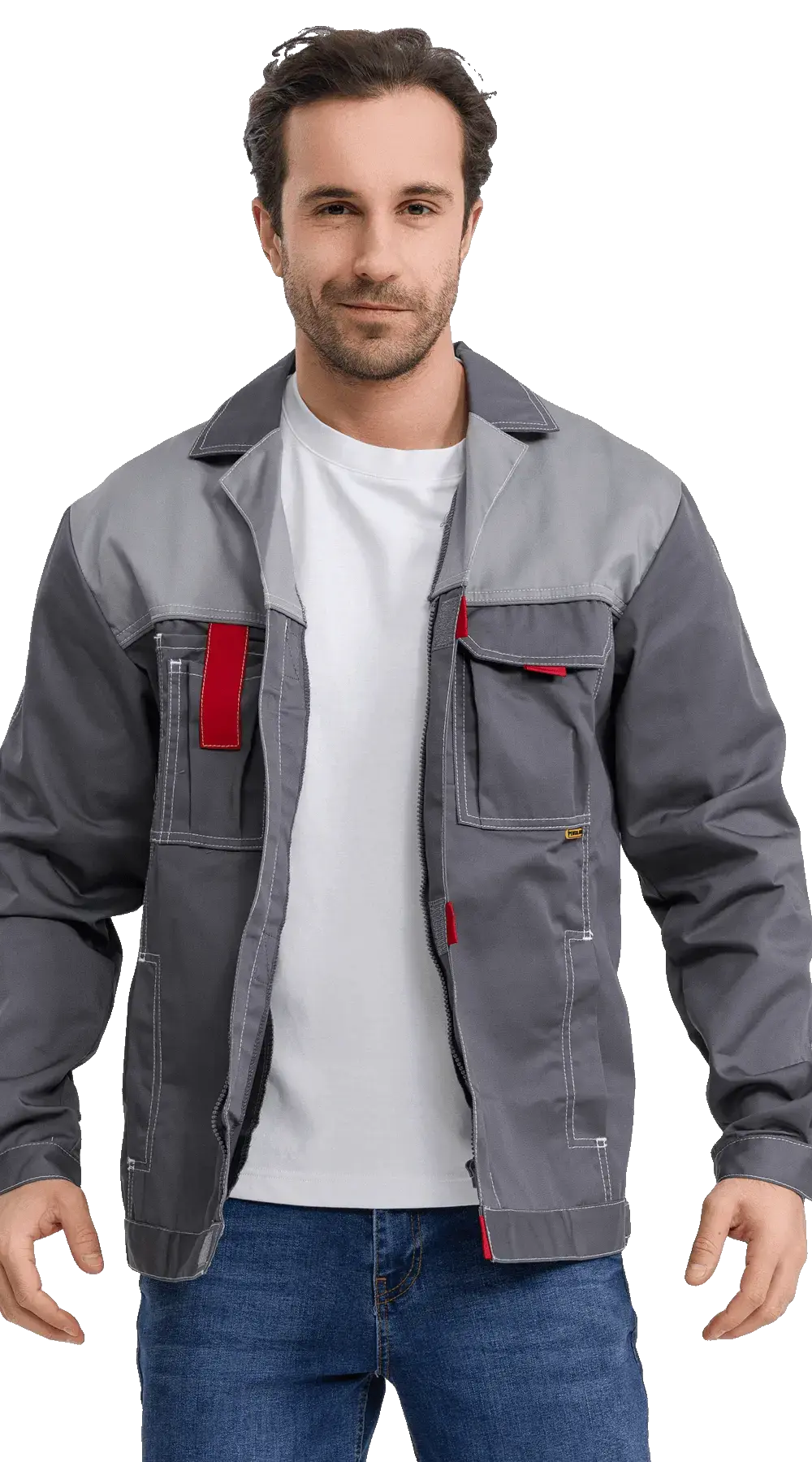 Куртка рабочая мужская летняя RONTA KR3080 темно-серый, светло-серый, красный