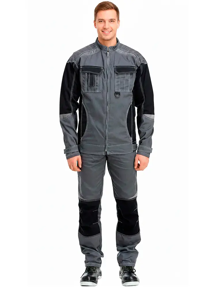 Костюм рабочий мужской летний RONTA KS908 с брюками темно-серый, черный