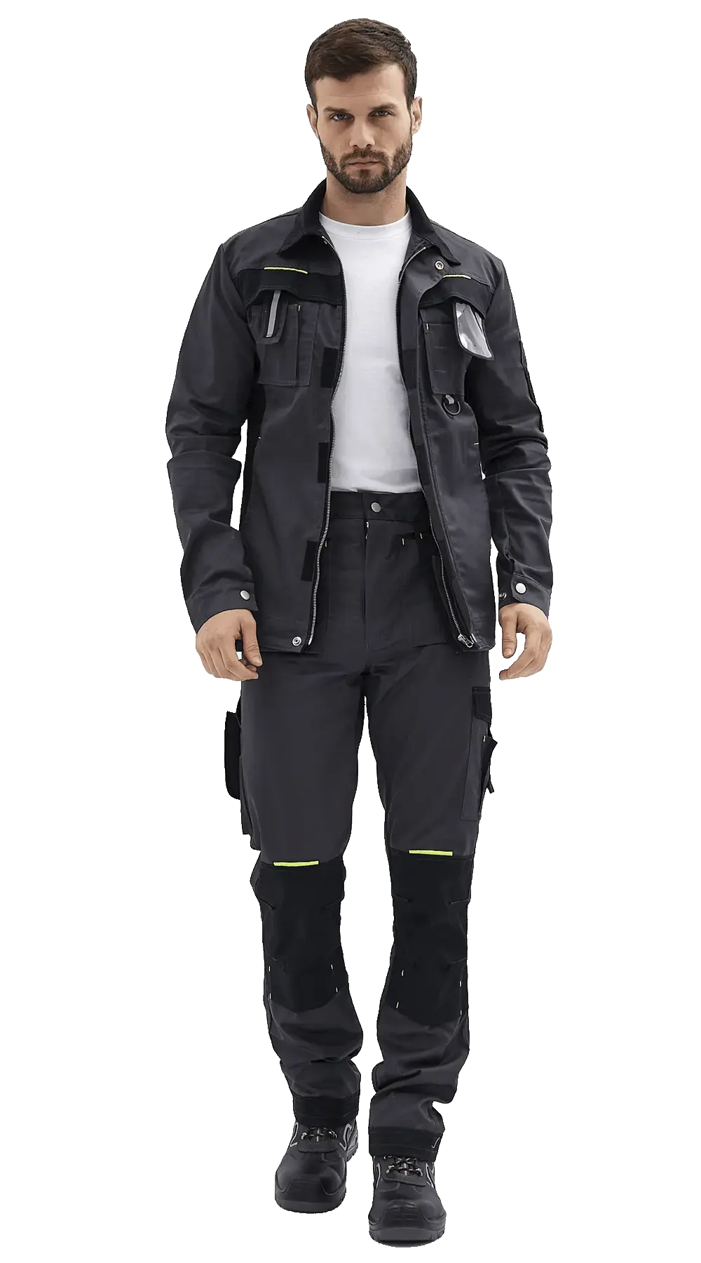 Куртка рабочая мужская летняя RONTA KR814 темно-серый, черный, лаймовый