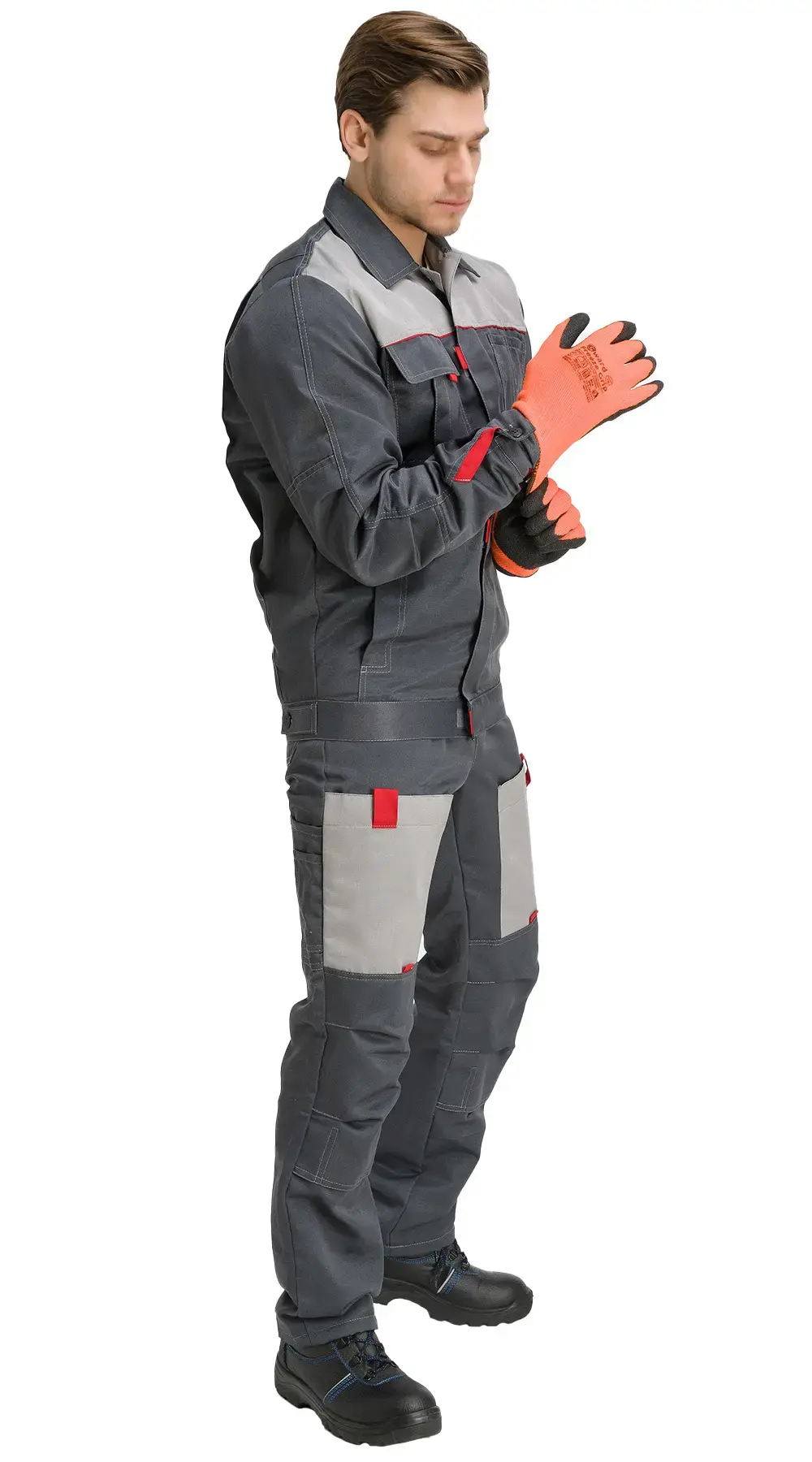 Костюм рабочий мужской летний RONTA KS807 с полукомбинезоном темно-серый, светло-серый, красный Костюм рабочий мужской летний RONTA KS807 с полукомбинезоном темно-серый, светло-серый, красный