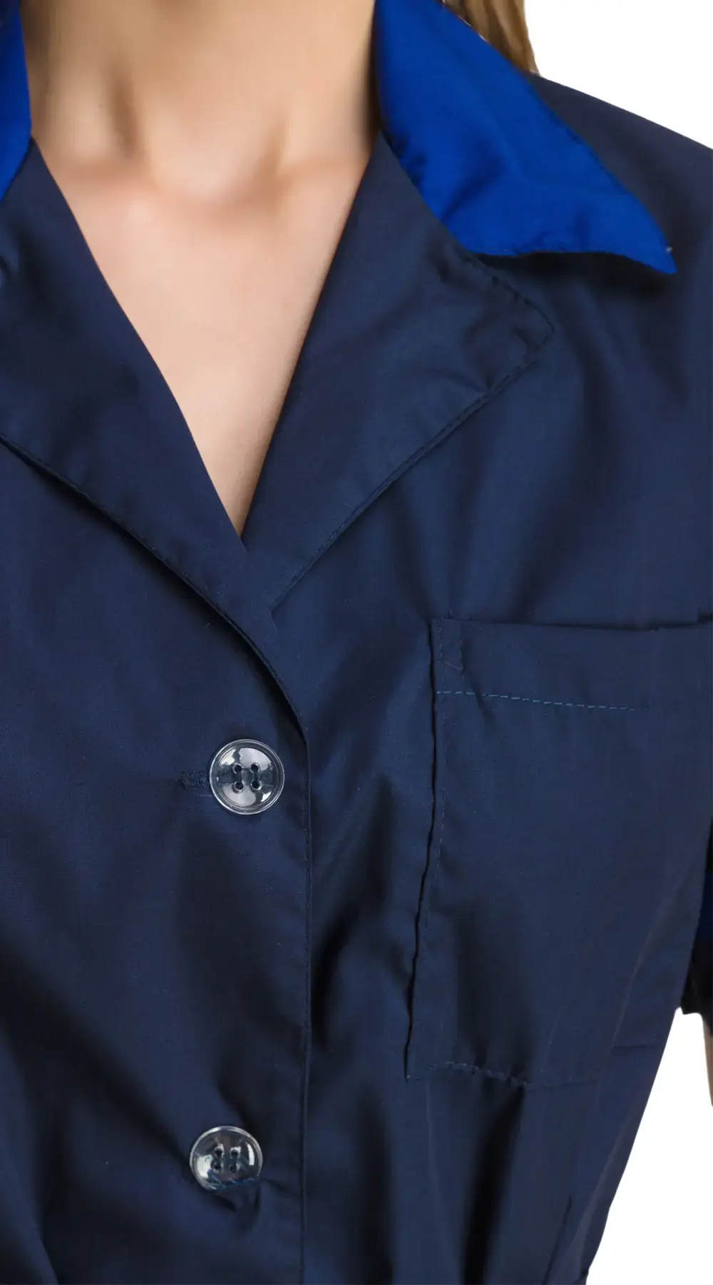 Халат рабочий женский летний RONTA HL508 темно-синий, васильковый