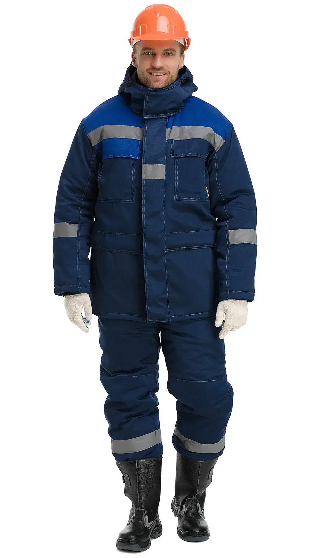 Костюм рабочий мужской утепленный зимний RONTA KS242 с полукомбинезоном темно-синий, васильковый