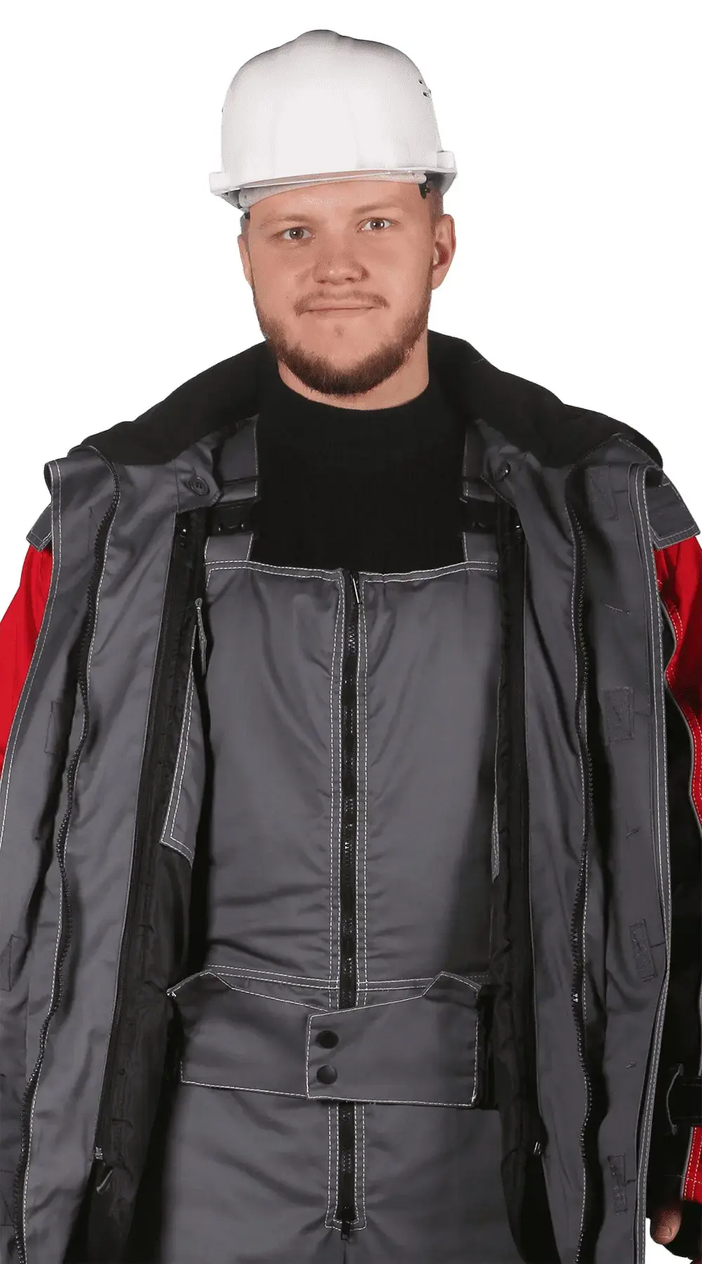 Куртка рабочая мужская зимняя утепленная RONTA KR581 темно-серая, красная, черная