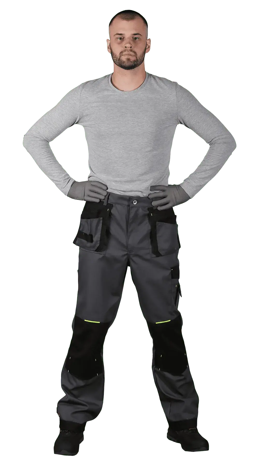 Костюм рабочий мужской летний RONTA KS814 с брюками (темно-серый, черный, лаймовый)