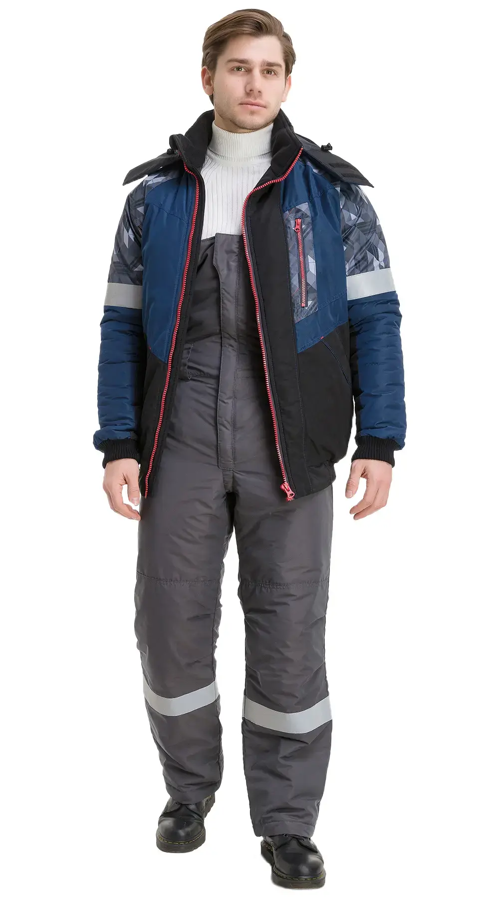 Куртка рабочая мужская зимняя утепленная Восток-Сервис "Конструктор" черная, синяя