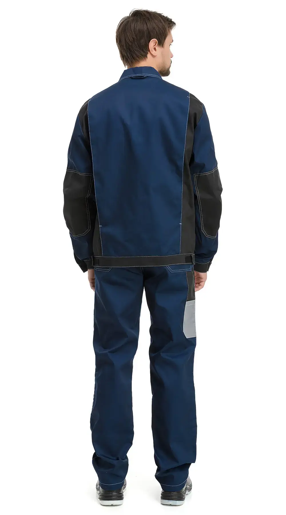 Костюм рабочий мужской летний RONTA KS212 с полукомбинезоном темно-синий, серый, черный