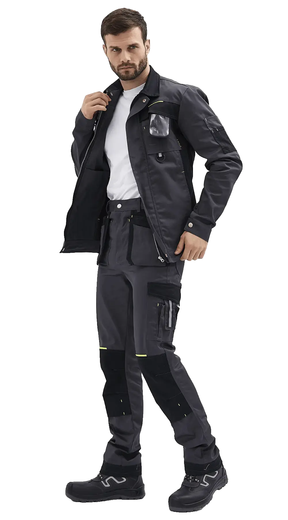 Куртка рабочая мужская летняя RONTA KR814 темно-серый, черный, лаймовый