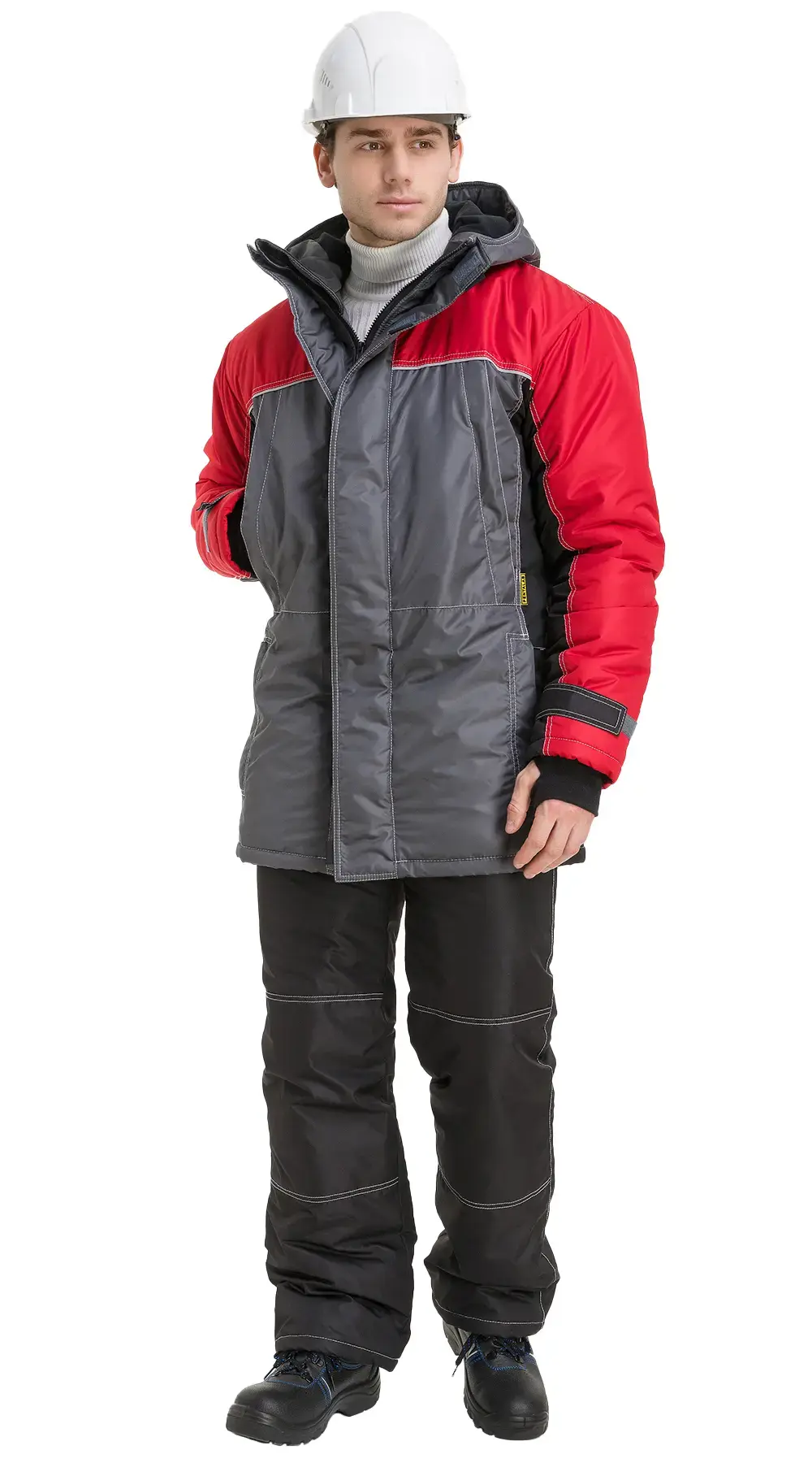 Куртка рабочая мужская зимняя утепленная RONTA KR930 темно-серая, черная, красная