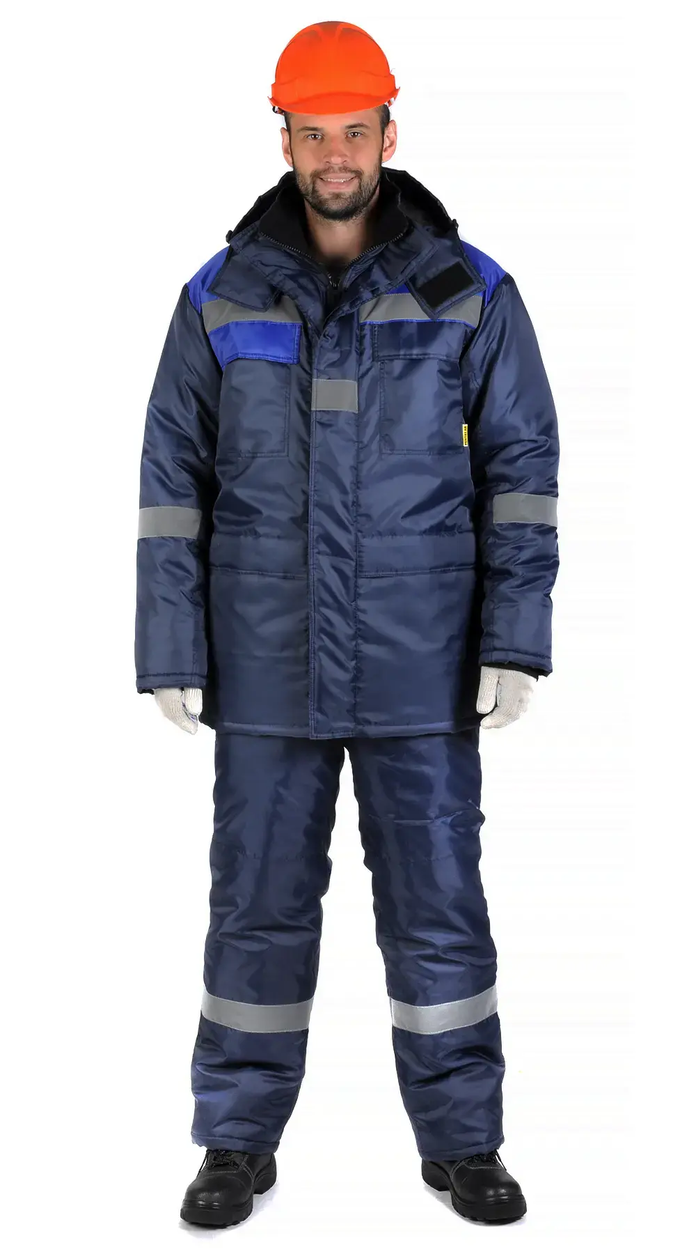 Костюм рабочий мужской утепленный зимний RONTA KS912 с полукомбинезоном (темно-синий/васильковый)