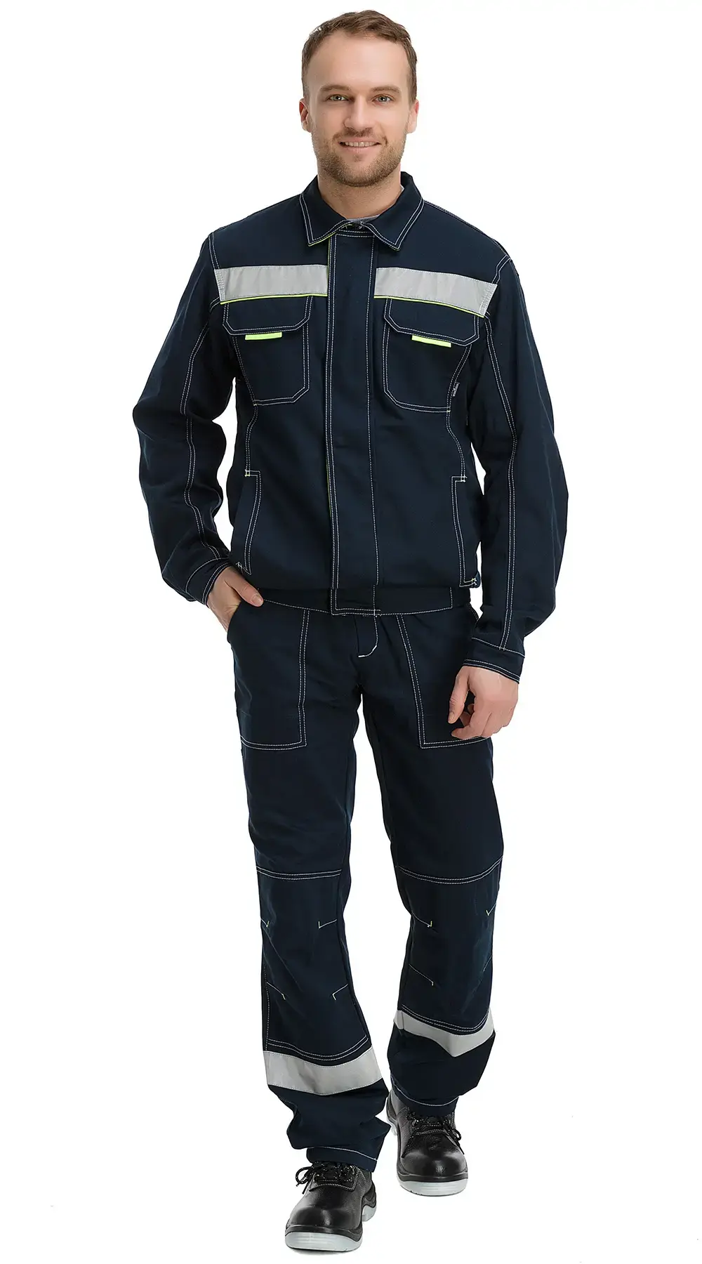 Костюм мужской летний Техноавиа "Азов СОП" с брюками темно-синий, лаймовый