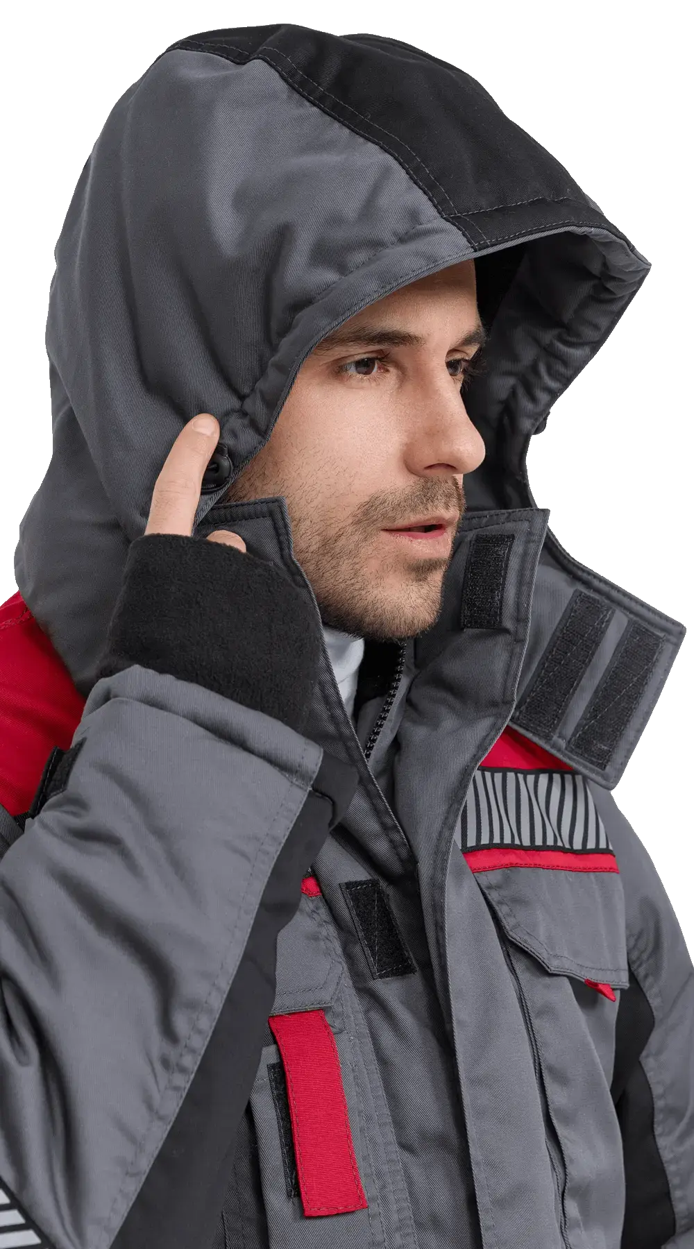Куртка рабочая мужская зимняя утепленная RONTA KR585 с СОП темно-серая, черная, красная