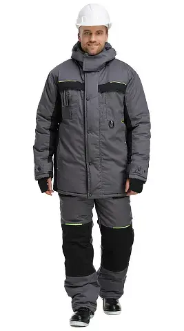 Куртка рабочая мужская зимняя утепленная RONTA KR920 темно-серая, черная, лаймовая