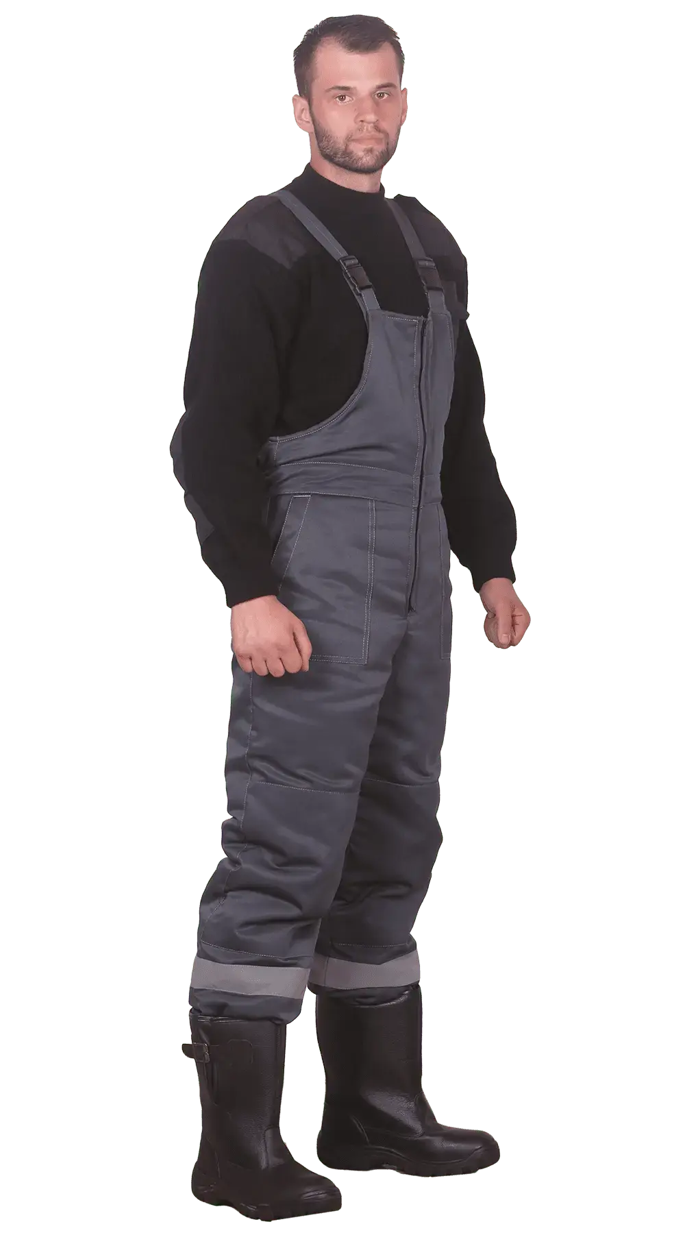 Костюм рабочий мужской утепленный зимний RONTA KS241SS с полукомбинезом темно-серый, светло-серый