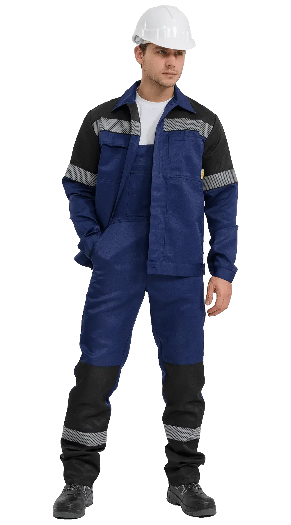 Костюм рабочий мужской летний RONTA KS812 с полукомбинезоном темно-синий, черный