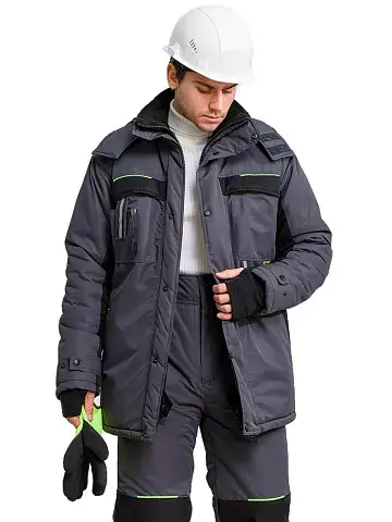Куртка рабочая мужская зимняя утепленная RONTA KR930 MEMBRANE темно-серая, черная, лаймовая