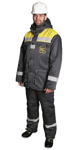 Костюм №1 Чикаго утепленный с полукомбинезоном (т.сер/желтый)