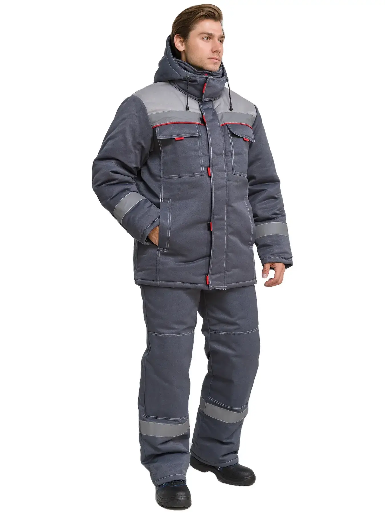 Костюм рабочий мужской утепленный зимний RONTA KSFAVORIT темно-серый, светло-серый