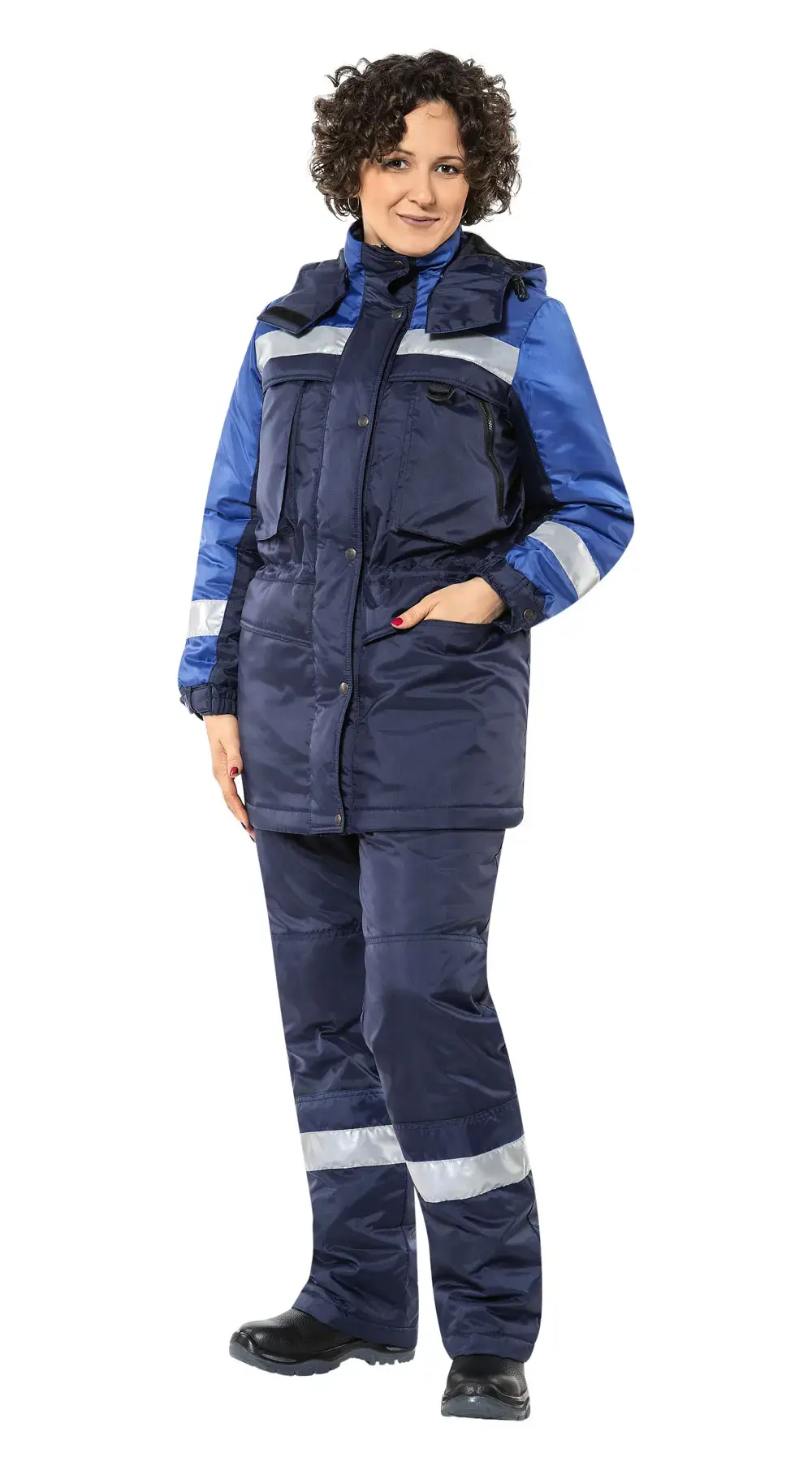 Куртка рабочая женская зимняя утепленная Восток-Сервис "ЛЕДИ ДРАЙВ" темно-синяя, светло-синяя
