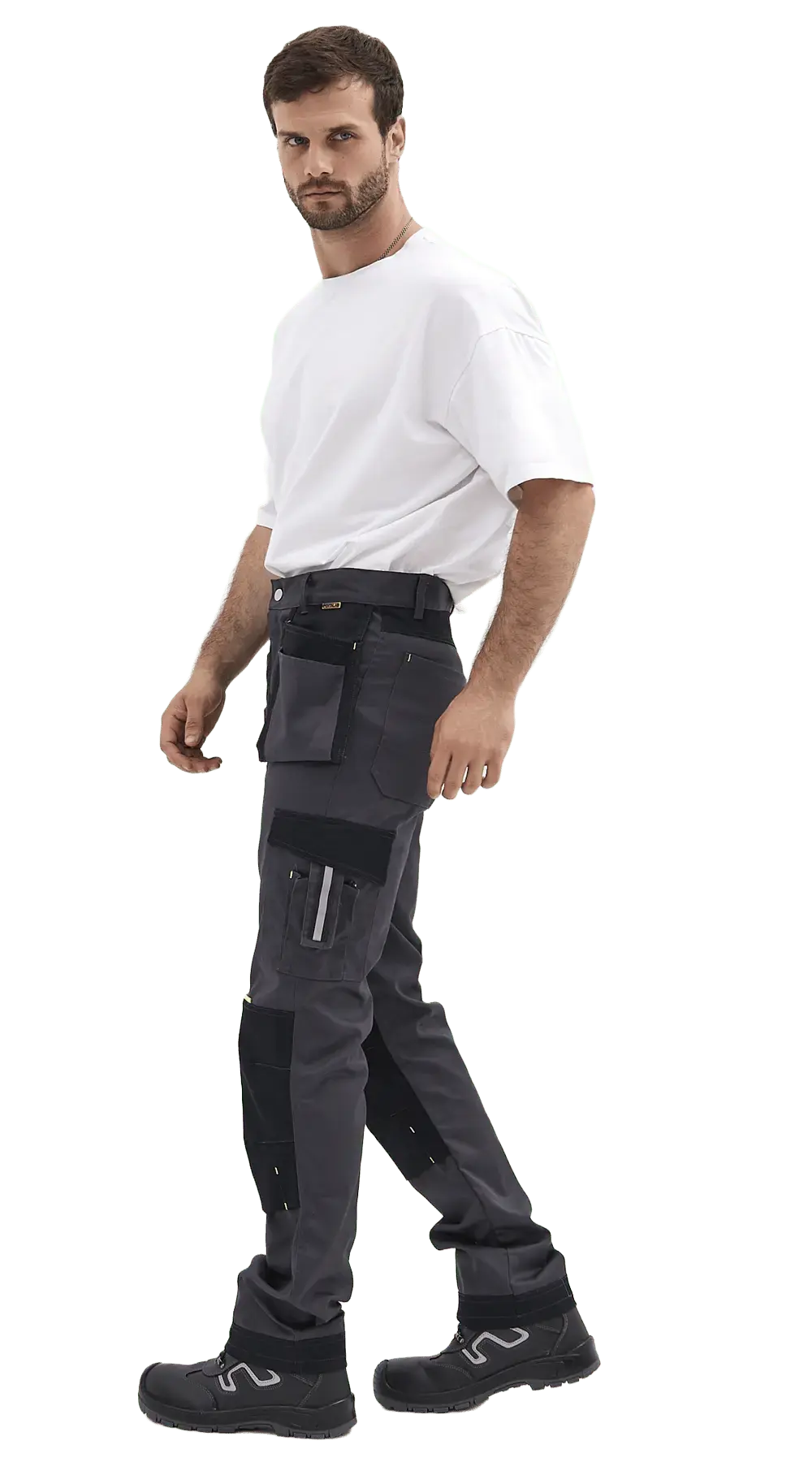 Брюки рабочие мужские летние RONTA BR814 темно-серые, черные, лаймовые