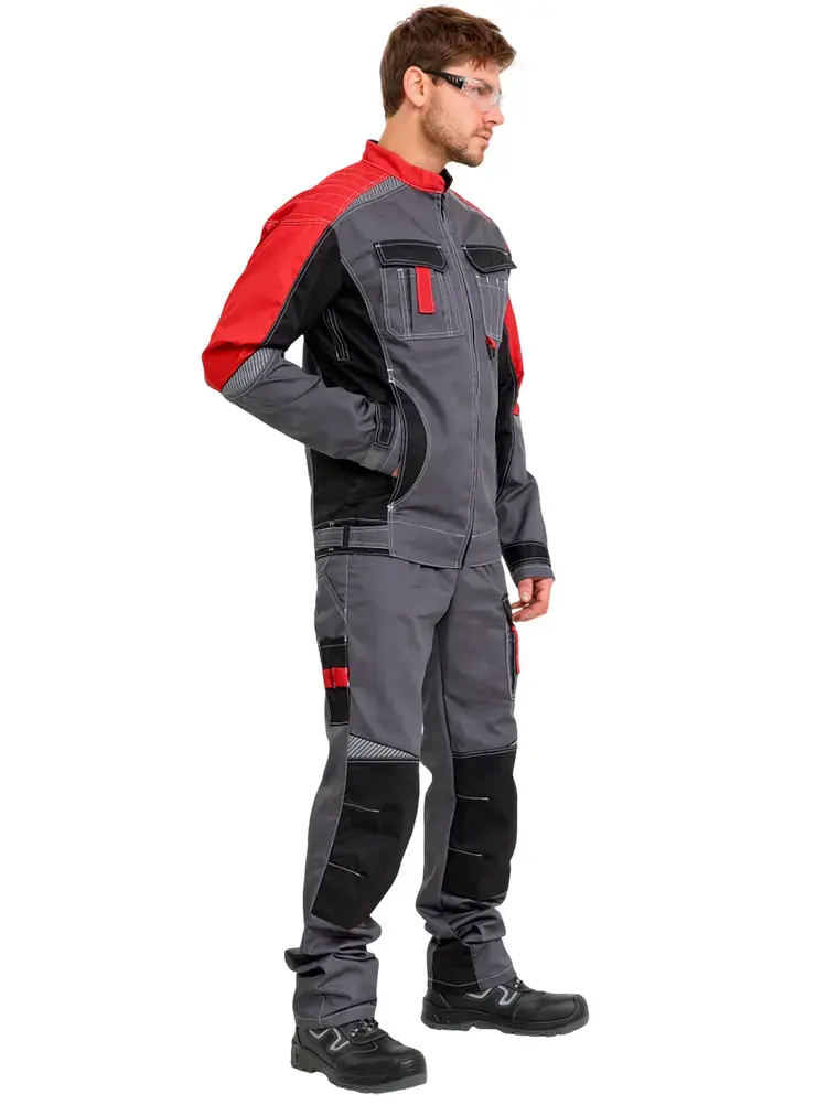 Куртка рабочая мужская летняя RONTA KR206 темно-серый, черный, краcный