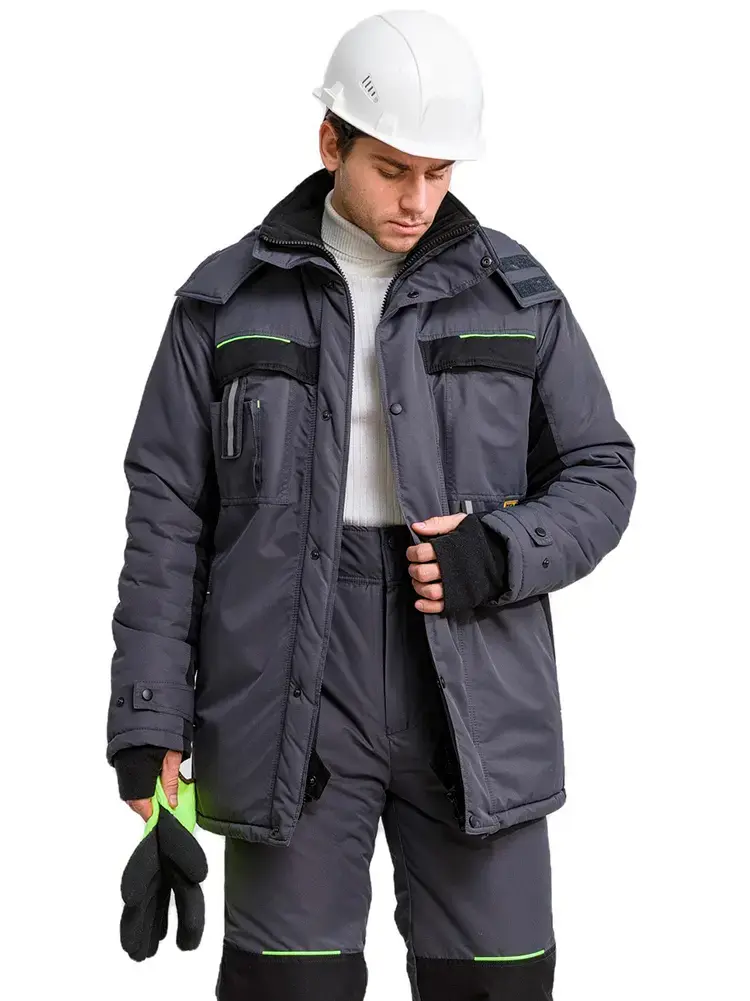 Куртка рабочая мужская зимняя утепленная RONTA KR930 MEMBRANE темно-серая, черная, лаймовая