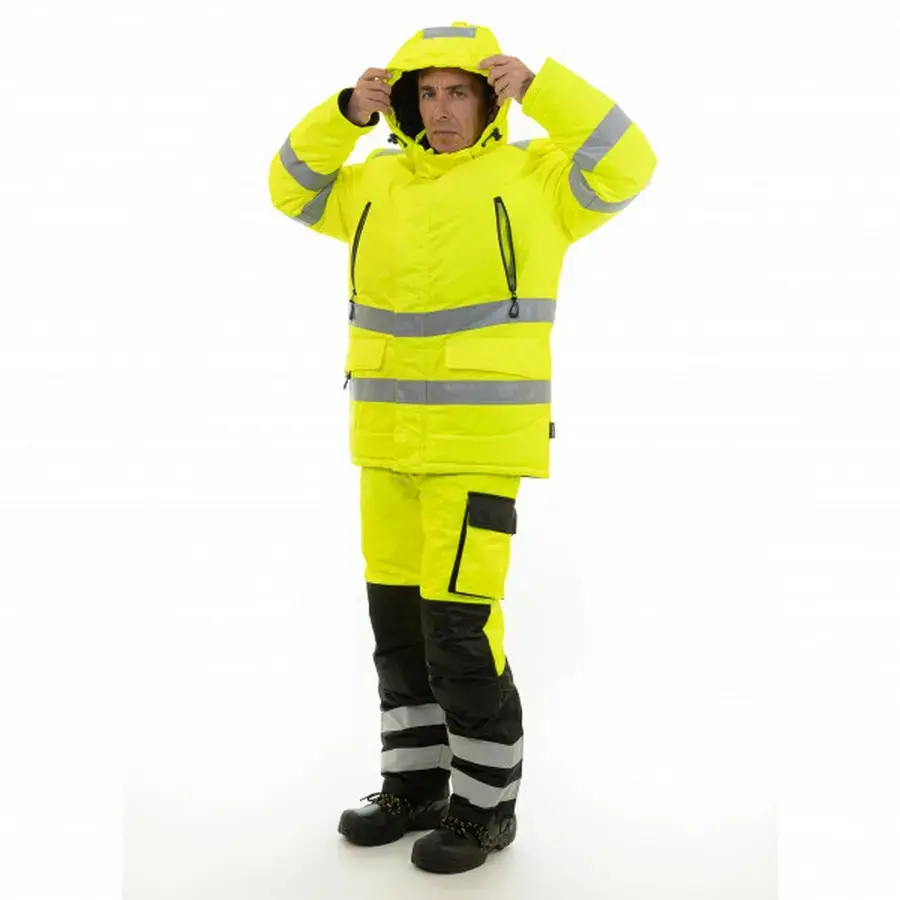 Зимняя сигнальная куртка-парка BRODEKS KW220, желтый/черный